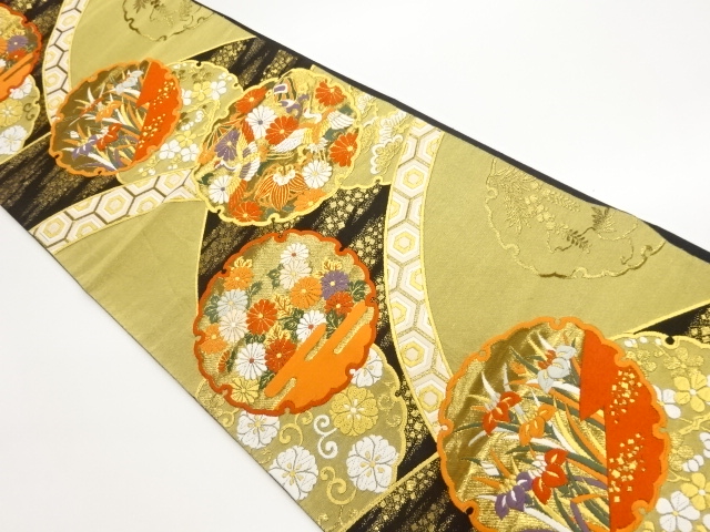 JAPANESE FUKURO OBI / WOVEN SNOWFLAKE & CRANE